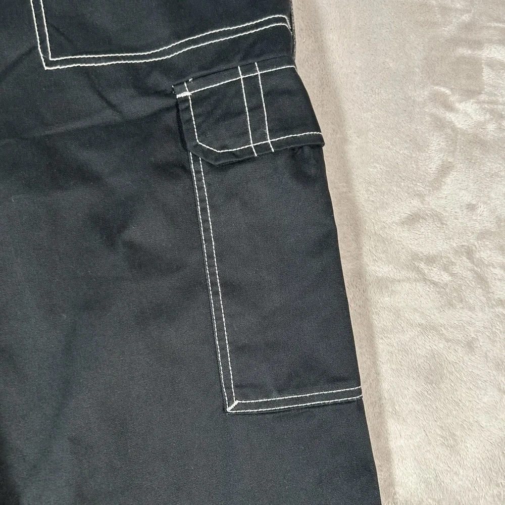 True Religion Bobby Baggy Cargo Pants Mens 38x32 Black Contrast Stitch Y2K VTG